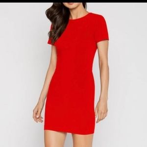 Classic Red Short Sleeve Bodycon Dress